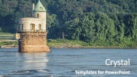  Presentation with water river - PPT theme with historic water intake tower number background and a  colored foreground