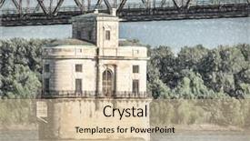  Presentation with water river - Slide deck featuring historic water intake tower number background and a  colored foreground