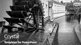  Presentation with czech republic - PPT layouts consisting of historic-water-mill-in-prague background and a dark gray colored foreground