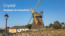  Presentation with museum - Presentation theme featuring historic-windmill-and-museum-builiding background and a teal colored foreground