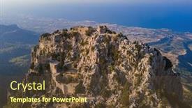  Presentation with region - Cool new PPT theme with historical-buffavento-castle-in-kyrenia backdrop and a tawny brown colored foreground