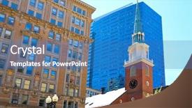  Presentation with old house - Presentation design enhanced with historical buildings - boston old south meeting house background and a teal colored foreground