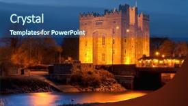  Presentation with historical west - Audience pleasing PPT theme consisting of historical buildings - bunratty castle in west ireland backdrop and a ocean colored foreground
