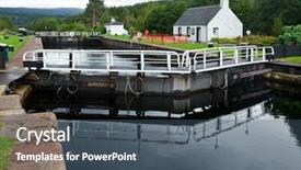  Presentation with scotland - Beautiful presentation theme featuring historical buildings - cullochy lock on the caledonian backdrop and a ocean colored foreground