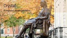  Presentation with harvard - Presentation theme with historical buildings - john harvard statue harvard university background and a yellow colored foreground