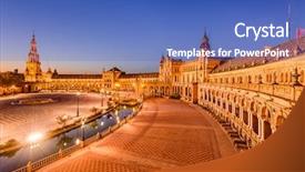  Presentation with espana - Slide set featuring historical buildings - seville spain at plaza de background and a teal colored foreground