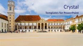  Presentation with historical buildings - Cool new PPT layouts with historical buildings - view of coimbra university backdrop and a light blue colored foreground