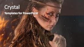  Presentation with female warrior - Audience pleasing presentation theme consisting of historical character - beautiful young amazon female warrior backdrop and a tawny brown colored foreground