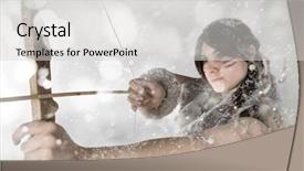  Presentation with female warrior - Presentation featuring historical character - beautiful young amazon female warrior background and a light gray colored foreground