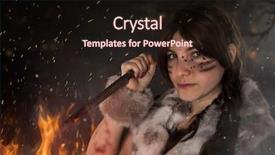  Presentation with female warrior - Amazing slide set having historical character - beautiful young amazon female warrior backdrop and a wine colored foreground