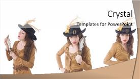  Presentation with frames isolated on white brown - Beautiful slide set featuring historical character - woman in brown dress isolated backdrop and a  colored foreground