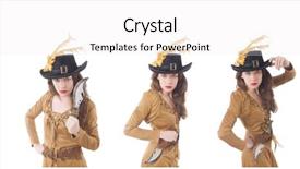  Presentation with brown - Presentation theme consisting of historical character - woman in brown dress isolated background and a  colored foreground