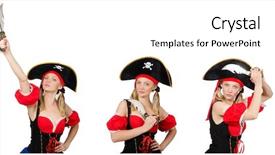  Presentation with pirate treasure map widescreen - Beautiful theme featuring historical character - woman pirate isolated on white backdrop and a white colored foreground