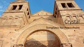  Presentation with church - PPT theme enhanced with historical church of the transfiguration background and a coral colored foreground