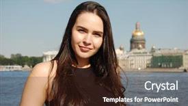  Presentation with pretty girl - Theme with historical city center of saint background and a wine colored foreground