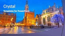  Presentation with town hall - PPT theme enhanced with historical-city-hall-in-old background and a cobalt blue colored foreground
