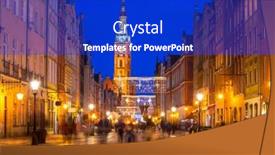  Presentation with town hall - PPT theme having historical city hall on the old town of gdansk poland background and a royal blue colored foreground