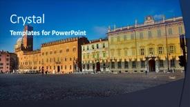  Presentation with city - Beautiful theme featuring historical-city-of-mantua-mantova backdrop and a ocean colored foreground