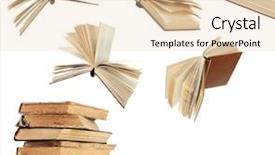 presentation on novel Presentation with novel - Presentation theme featuring historical novel - flying books isolated on white background and a lemonade colored foreground