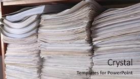  Presentation with archive - Colorful presentation theme enhanced with folders with documents in archive backdrop and a light gray colored foreground