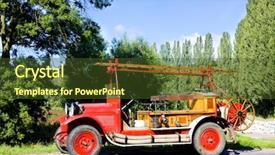  Presentation with small engine - Colorful presentation design enhanced with historical fire engine czech republic backdrop and a  colored foreground
