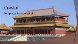  Presentation with forbidden city - Audience pleasing presentation theme consisting of historical forbidden city museum in the center of beijing backdrop and a light blue colored foreground