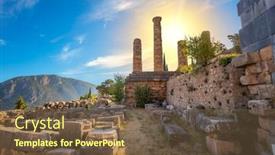  Presentation with ancient greek - Slide deck enhanced with historical-greek-ancient-ruins background and a tawny brown colored foreground