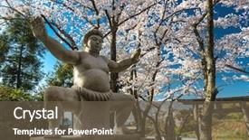  Presentation with sumo - Audience pleasing theme consisting of historical japanese sumo shrine statue backdrop and a tawny brown colored foreground