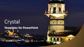  Presentation with tower - Cool new theme with historical maiden's tower or kiz kulesi at night - istanbul turkey backdrop and a wine colored foreground