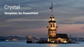  Presentation with tower - Beautiful theme featuring historical-maiden-s-tower backdrop and a gray colored foreground