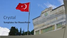  Presentation with istanbul - Presentation featuring historical main gate of istanbul university in beyazit - istanbul turkey background and a light blue colored foreground
