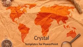  Presentation with compass map - Beautiful PPT theme featuring historical map - magnifying glass compass and rope backdrop and a gold colored foreground