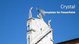  Presentation with tuscany - Theme with historical-medieval-city-lucca background and a teal colored foreground