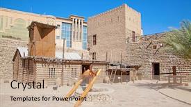 Presentation with museum - Presentation theme having islamic war - historical museum in dubai united background and a coral colored foreground