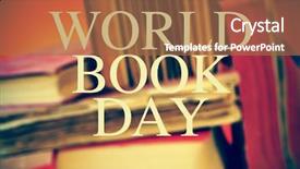  Presentation with old book - Slides having historical novel - text world book day background and a red colored foreground