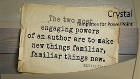  Presentation with novel - Colorful PPT layouts enhanced with historical novel - top 30 quotes by william backdrop and a coral colored foreground