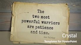  Presentation with patience - Cool new PPT theme with historical novel - top-30 the great russian writer backdrop and a coral colored foreground