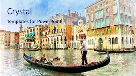  Presentation with romantic - Beautiful presentation design featuring historical painting - beautiful romantic venice - artistic backdrop and a sky blue colored foreground