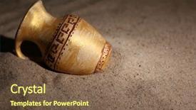  Presentation with ceramic - Presentation theme having historical painting - greek ceramic amphora on sand background and a tawny brown colored foreground