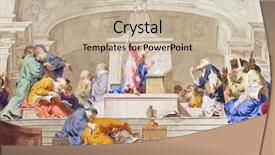  Presentation with religious - Presentation theme consisting of historical painting - religious fresco background and a mint green colored foreground