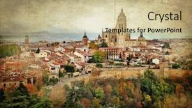  Presentation with artistic - Audience pleasing presentation consisting of historical painting - segovia spain artistic retro styled backdrop and a soft green colored foreground