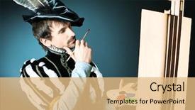  Presentation with artist - Presentation consisting of historical person - portrait of a handsome man background and a coral colored foreground