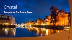  Presentation with river port - Cool new presentation theme with historical-port-crane-over backdrop and a ocean colored foreground