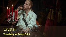  Presentation with wine library - Theme enhanced with historical-reconstruction-of-the-16 background and a wine colored foreground