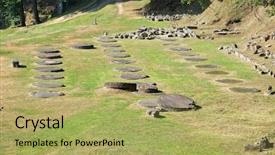  Presentation with last - Colorful presentation theme enhanced with dacians - historical romania sarmizegetusa regia sacred backdrop and a yellow colored foreground