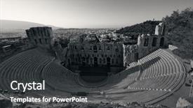  Presentation with theatre - Slides consisting of historical ruins in athens greece background and a dark gray colored foreground
