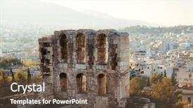  Presentation with theatre - Colorful PPT theme enhanced with historical ruins in athens greece backdrop and a tawny brown colored foreground
