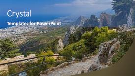  Presentation with historical architecture - Slide deck enhanced with historical-saint-hilarion-castle background and a teal colored foreground