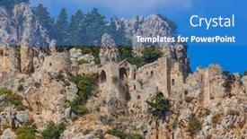  Presentation with historical architecture - PPT layouts consisting of historical-saint-hilarion-castle background and a teal colored foreground