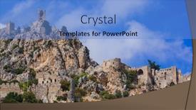  Presentation with historical architecture - Slide set having historical-saint-hilarion-castle background and a light blue colored foreground